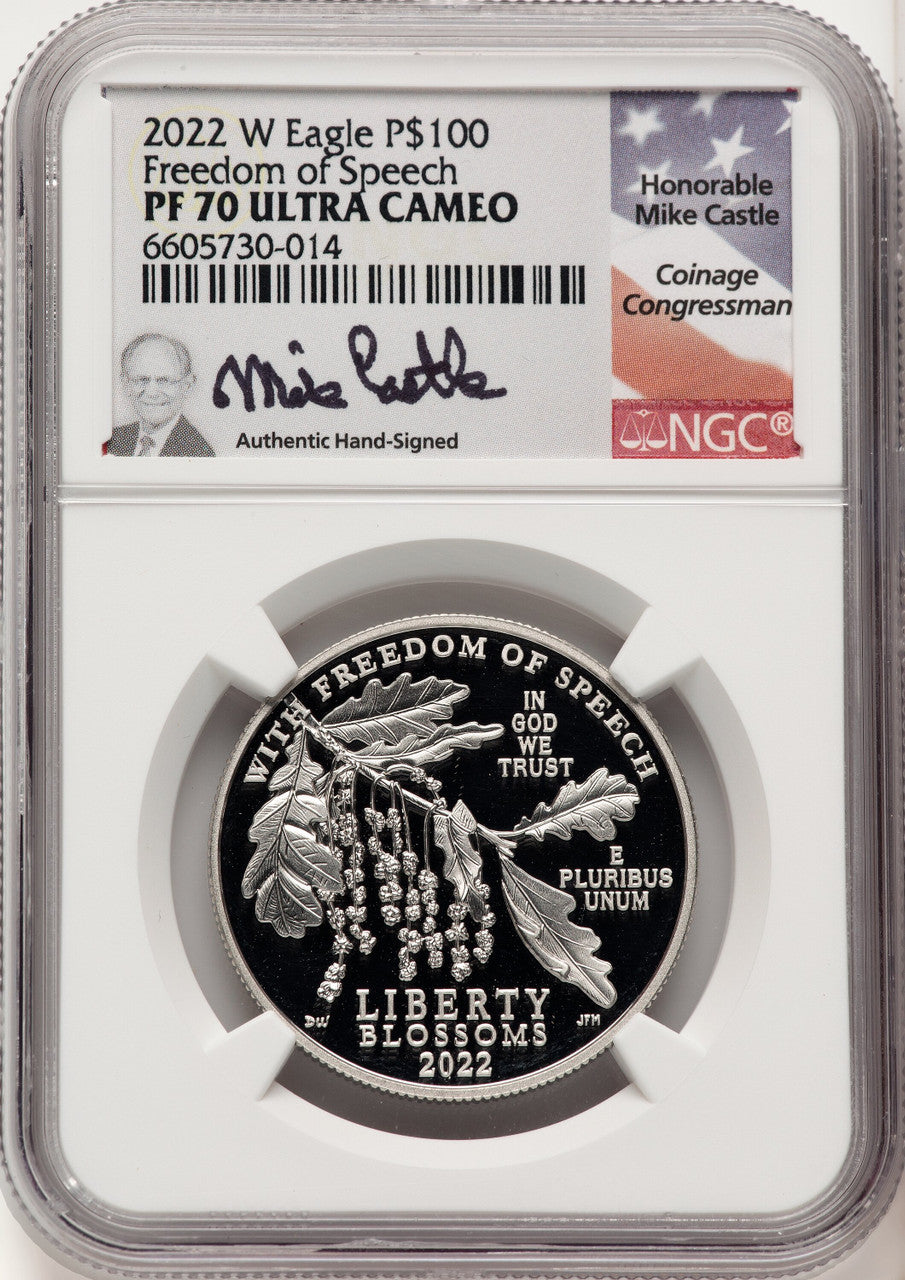 2022-W $100 One-Ounce Platinum Eagle Freedom of Speech Mike Castle NGC PF70