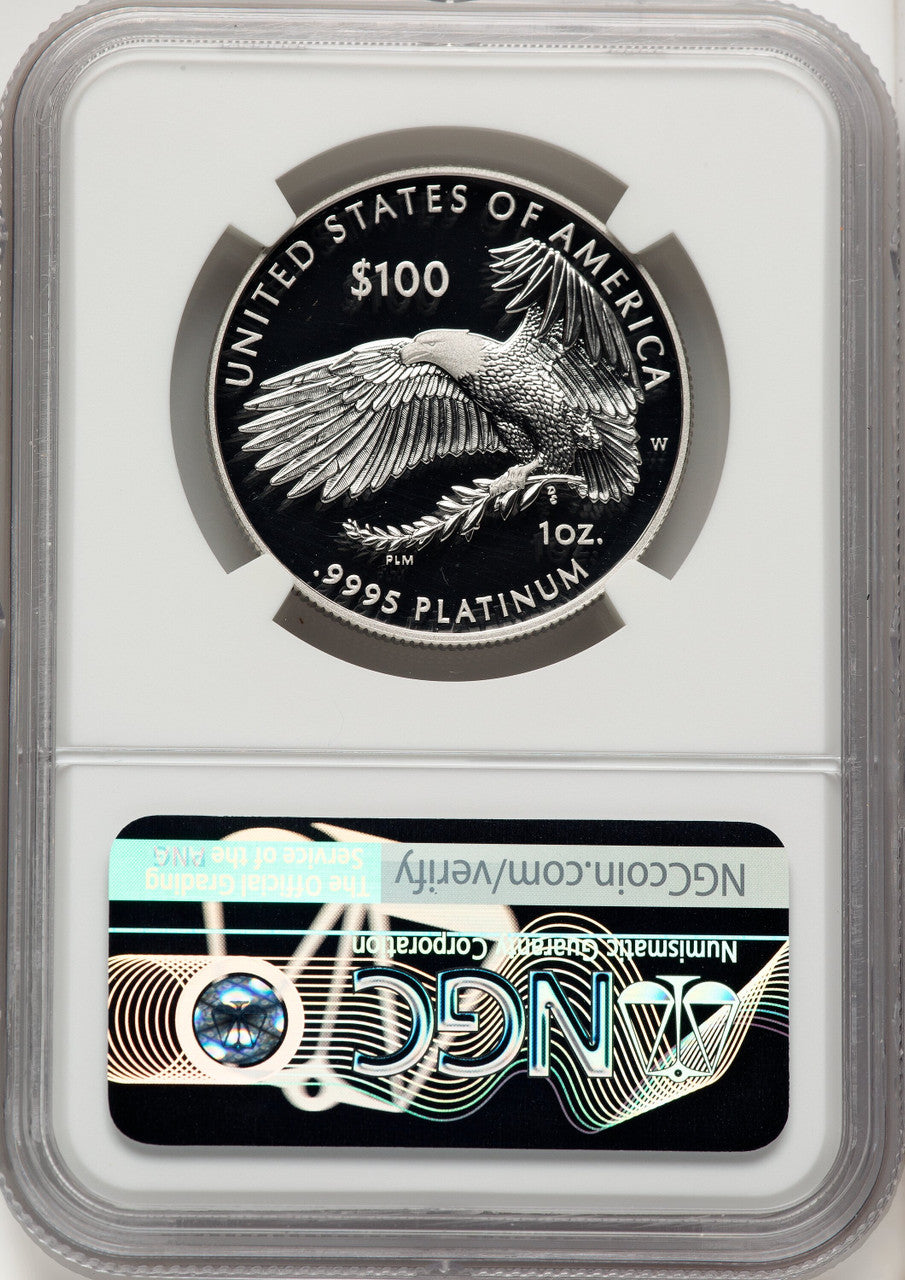 2018-W $100 One Ounce Platinum Eagle Life First Strike ER Kenneth Bressett Red Book NGC PF70