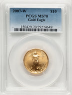 2007-W $10 Quarter-Ounce Gold Eagle Blue Gradient PCGS MS70