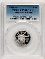 2000-W $25 Quarter-Ounce Platinum Eagle Statue of Liberty Blue Gradient PCGS PR70