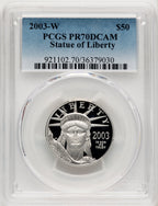 2003-W $50 Half-Ounce Platinum Eagle Blue Gradient PCGS PR70 (520203167)
