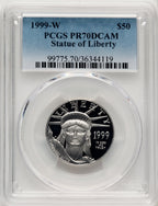1999-W $50 Half-Ounce Platinum Eagle Statue of Liberty Blue Gradient PCGS PR70 (520203171)