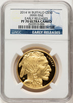 2014-W $50 One-Ounce Gold Buffalo First Strike ER Blue NGC PF70 (507166109)