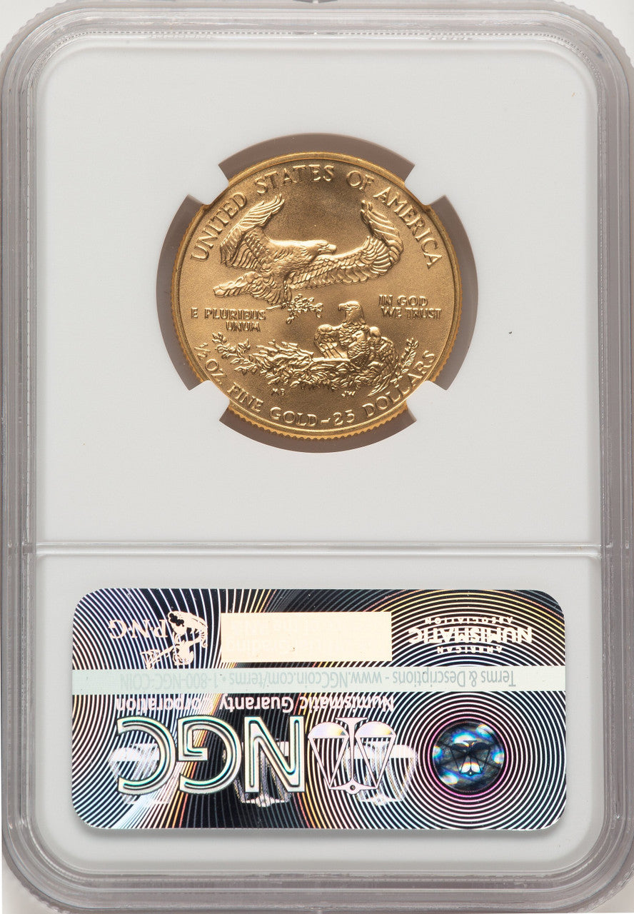 1993 $25 Half-Ounce Gold Eagle Kenneth Bressett Red Book NGC MS70