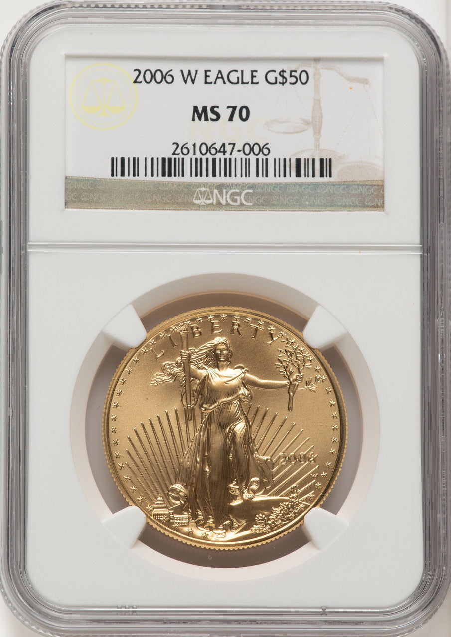 2006-W $50 One-Ounce Gold Eagle 20th Anniversary Brown Label NGC MS70 (507166112)