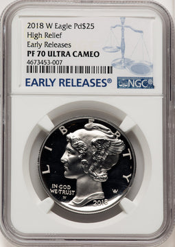 2018-W Palladium Eagle 1 oz ER Blue NGC PF70