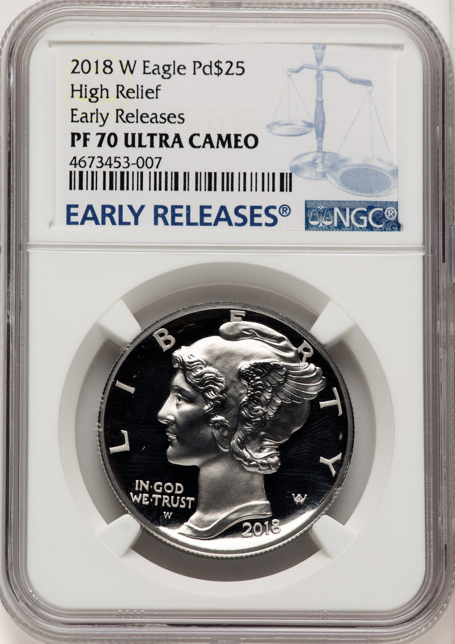 2018-W Palladium Eagle 1 oz ER Blue NGC PF70
