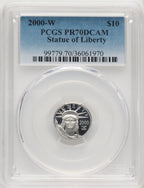 2000-w $10 Tenth-Ounce Platinum Blue Gradient PCGS PR70 (520203161)
