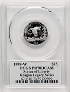 1999-W $25 Quarter-Ounce Platinum Eagle Statue of Liberty Michael Reagan Reagan Legacy Series PCGS PR70