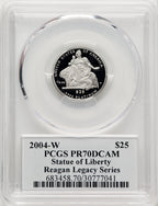 2004-W P$25 Quarter-Ounce Platinum Eagle Statue of Liberty Michael Reagan Reagan Legacy Series PCGS PR70