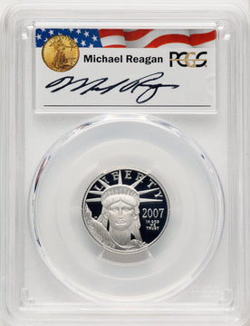 2007-W $25 Quarter-Ounce Platinum Eagle Statue of Liberty Michael Reagan Reagan Legacy Series PCGS PR70