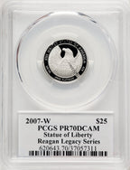 2007-W $25 Quarter-Ounce Platinum Eagle Statue of Liberty Michael Reagan Reagan Legacy Series PCGS PR70