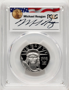 1998-W $50 Half-Ounce Platinum Eagle Statue of Liberty Michael Reagan Reagan Legacy Series PCGS PR70