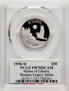 1998-W $50 Half-Ounce Platinum Eagle Statue of Liberty Michael Reagan Reagan Legacy Series PCGS PR70