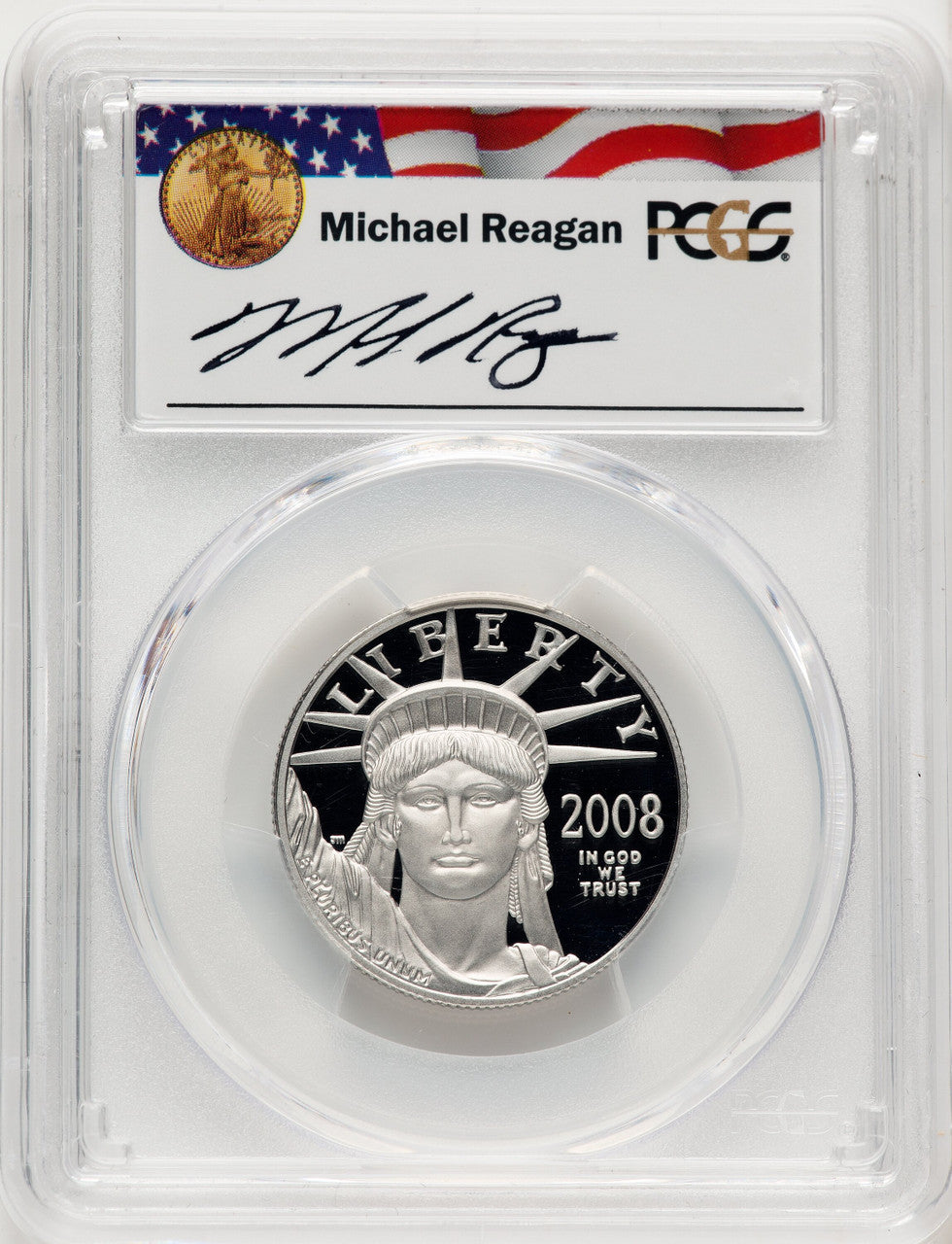 2008-W $50 Half-Ounce Platinum Michael Reagan Reagan Legacy Series PCGS PR70