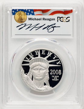 2008-W $100 One-Ounce Platinum Eagle Statue of Liberty Michael Reagan Reagan Legacy Series PCGS PR70