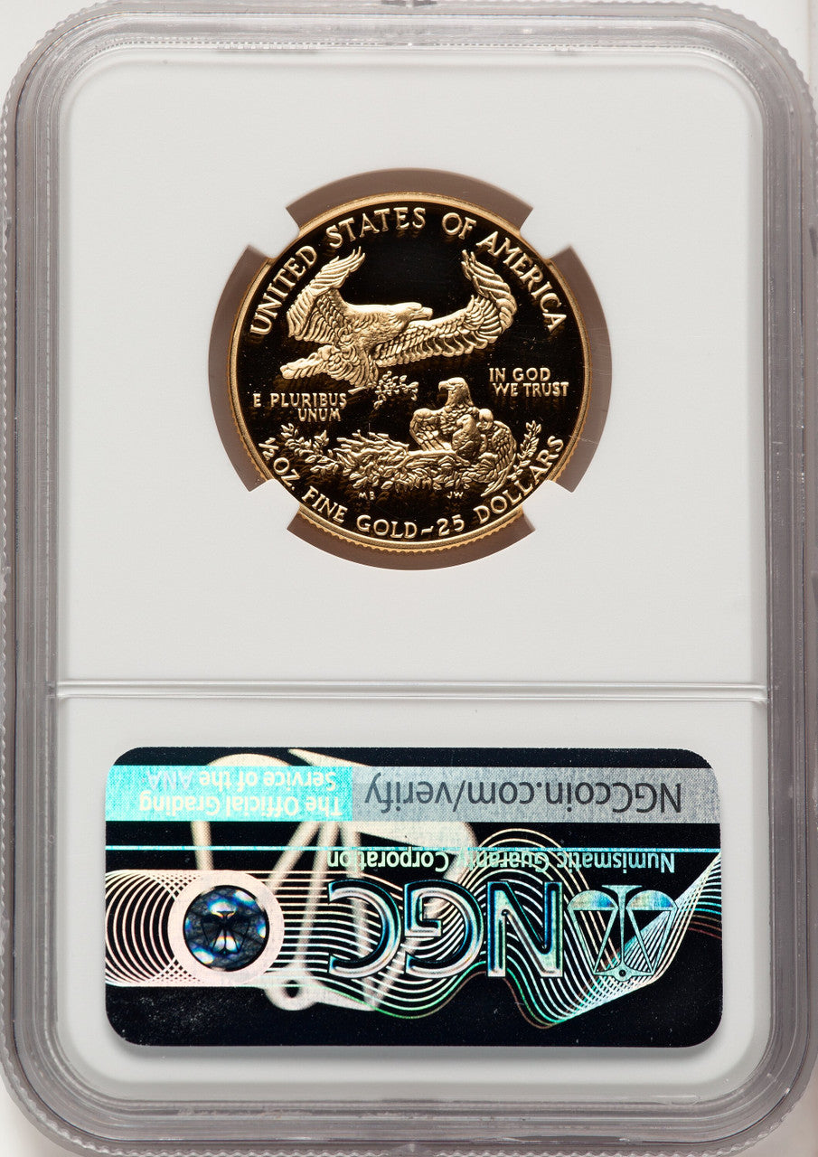 1990-P $25 Half-Ounce Gold Eagle Don Everhart NGC PF70