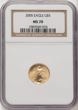 2005 $5 Tenth-Ounce Gold Eagle Brown Label NGC MS70