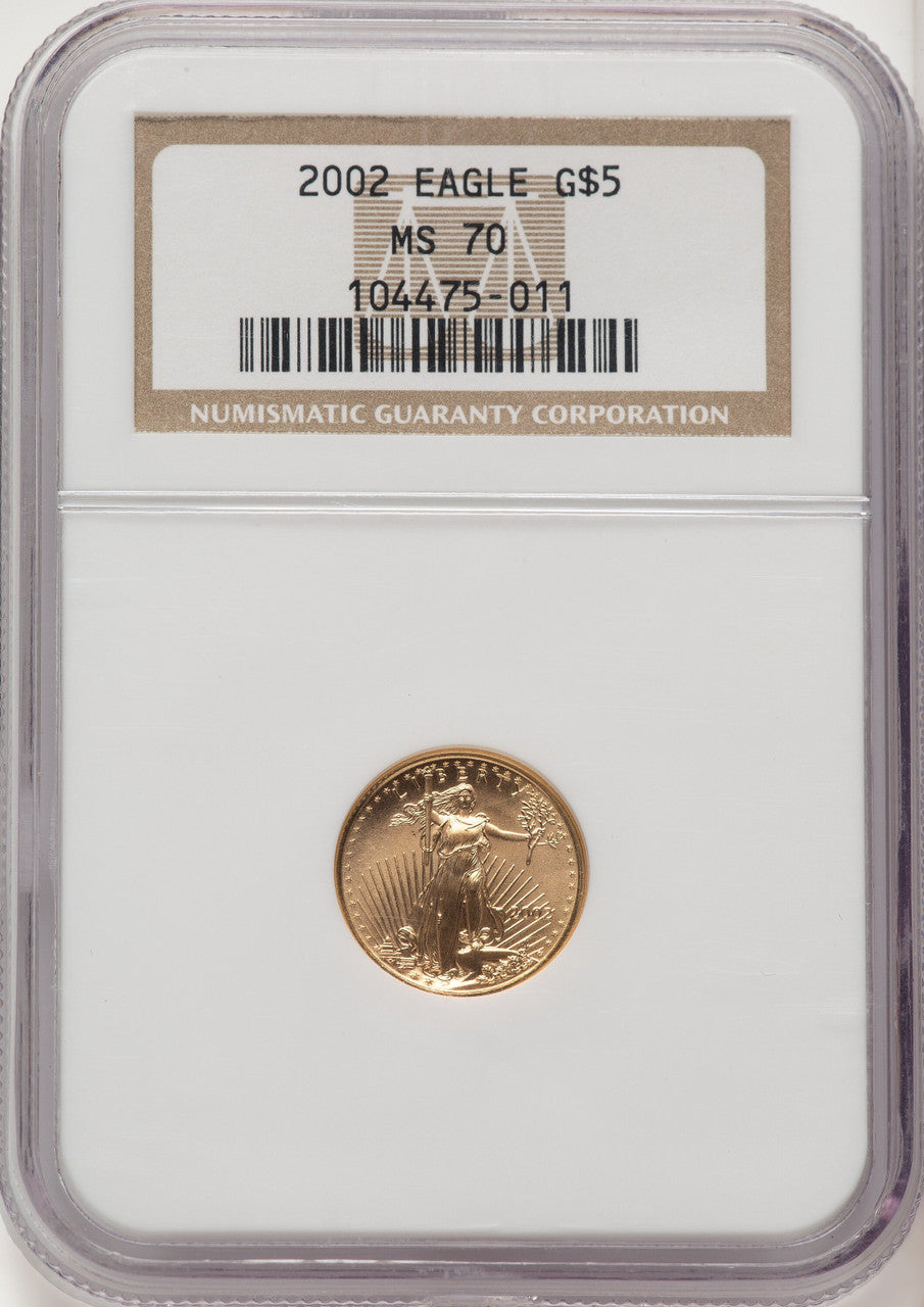 2002 $5 Tenth-Ounce Gold Eagle Brown Label NGC MS70