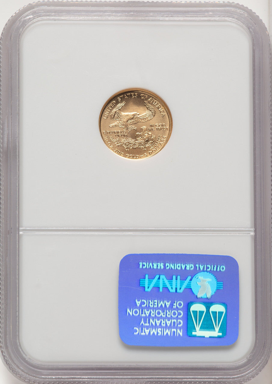 2002 $5 Tenth-Ounce Gold Eagle Brown Label NGC MS70