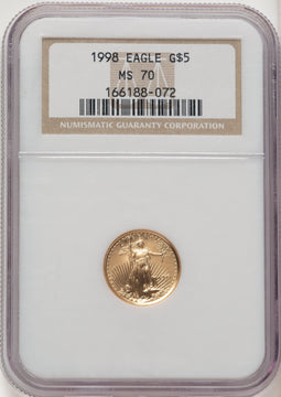 1998 $5 Tenth-Ounce Gold Eagle Brown Label NGC MS70 (507166114)