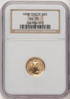 1998 $5 Tenth-Ounce Gold Eagle Brown Label NGC MS70 (507166114)