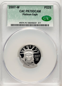 2007-W $25 Quarter-Ounce Platinum Eagle Statue of Liberty Brown Label CACG PR70
