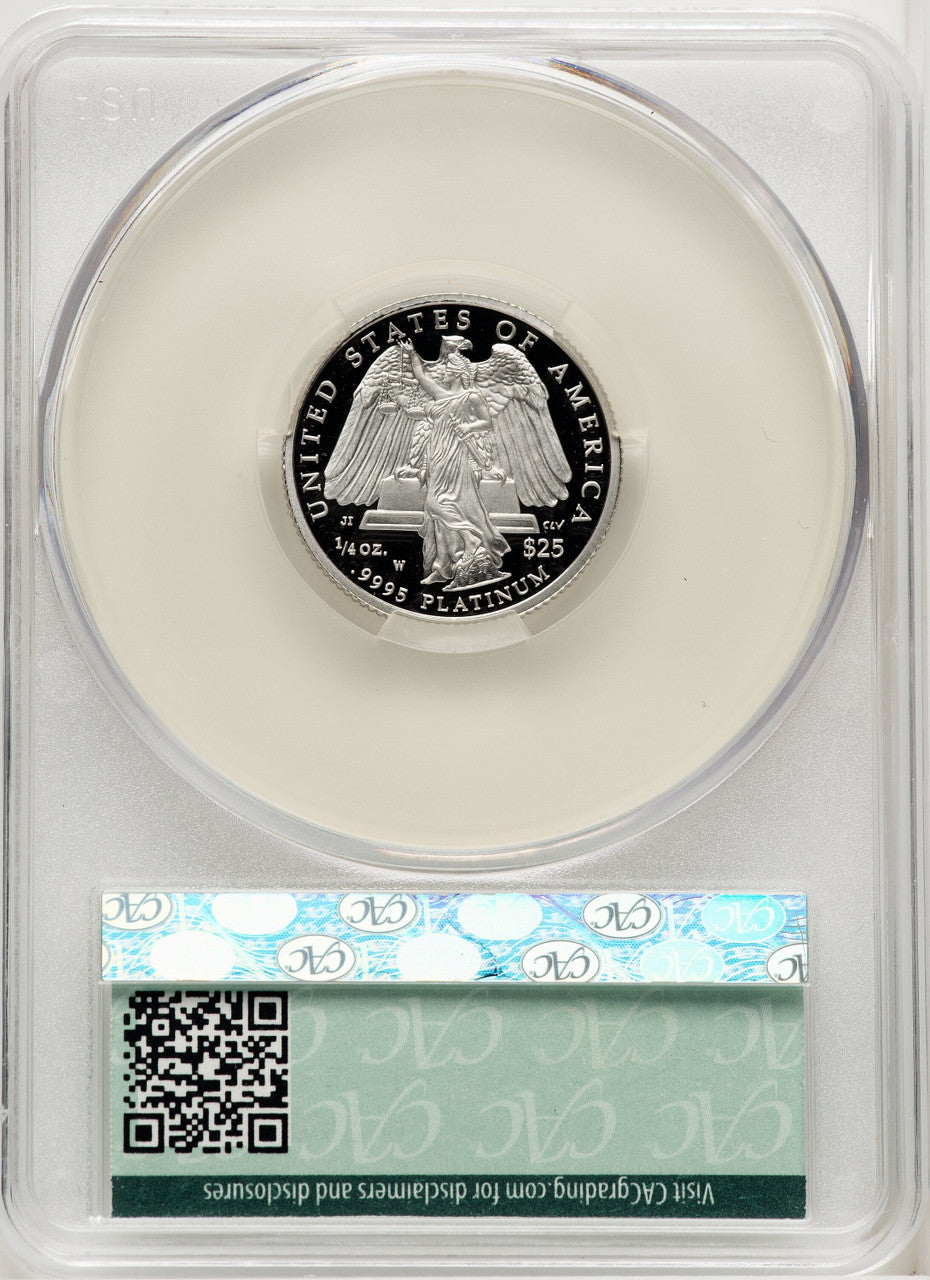 2008-W $25 Quarter-Ounce Platinum Eagle Statue of Liberty Brown Label CACG PR70