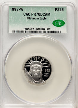 1998-W $25 Quarter-Ounce Platinum Eagle Statue of Liberty CACG PR70