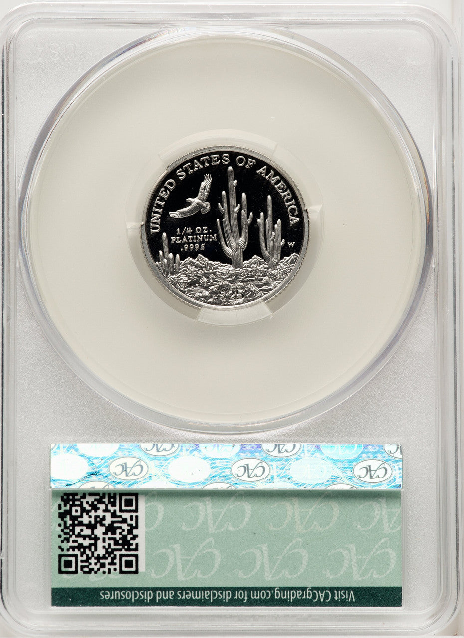 2001-W $25 Quarter-Ounce Platinum Eagle Statue of Liberty Brown Label CACG PR70
