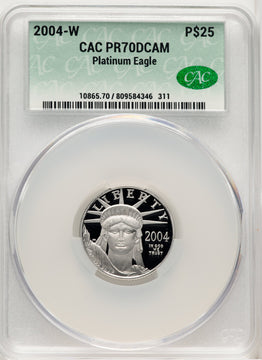 2004-W P$25 Quarter-Ounce Platinum Eagle Statue of Liberty Brown Label CACG PR70