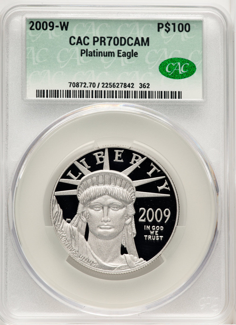 2009-W $100 One-Ounce Platinum Eagle Brown Label CACG PR70