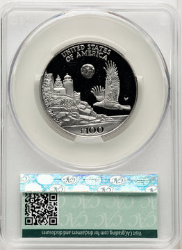 1998-W $100 One-Ounce Platinum Eagle Statue of Liberty Blue Gradient CACG PR70