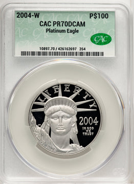 2004-W P$100 One-Ounce American Platinum Eagle Statue of Liberty Brown Label CACG PR70