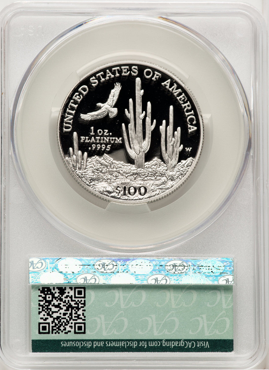 2001-W $100 One-Ounce Platinum Eagle Statue of Liberty Mike Castle CACG PR70