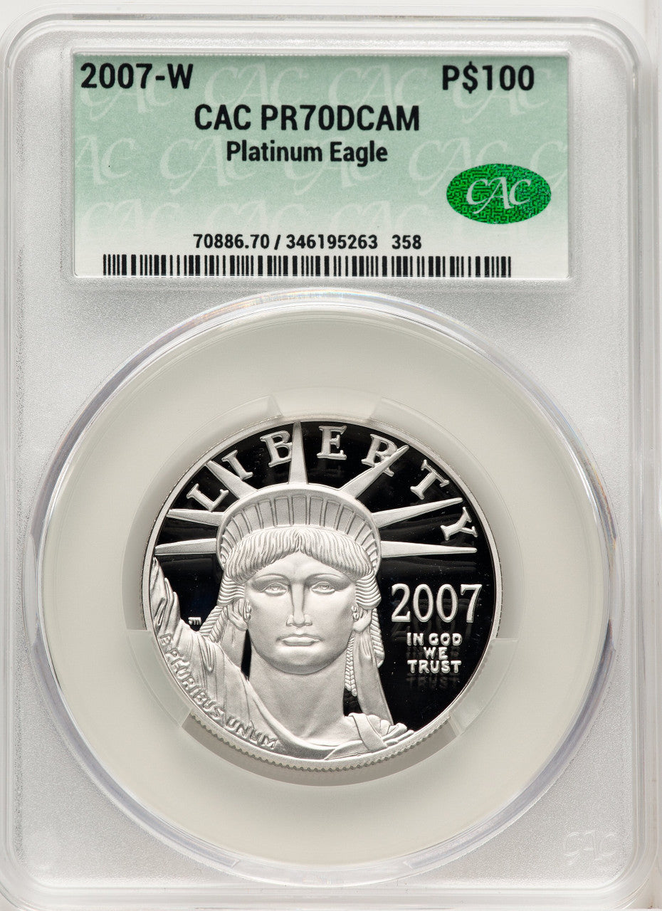 2007-W $100 One-Ounce Platinum Eagle Statue of Liberty CACG PR70