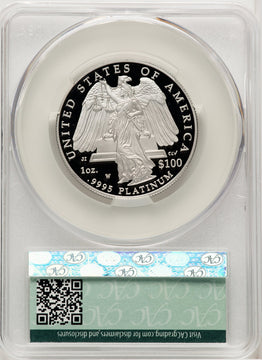 2008-W $100 One-Ounce Platinum Eagle Statue of Liberty Brown Label CACG PR70