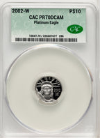 2002-W $10 Tenth-Ounce Platinum Eagle Brown Label CACG PR70
