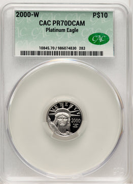 2000-w $10 Tenth-Ounce Platinum Brown Label CACG PR70