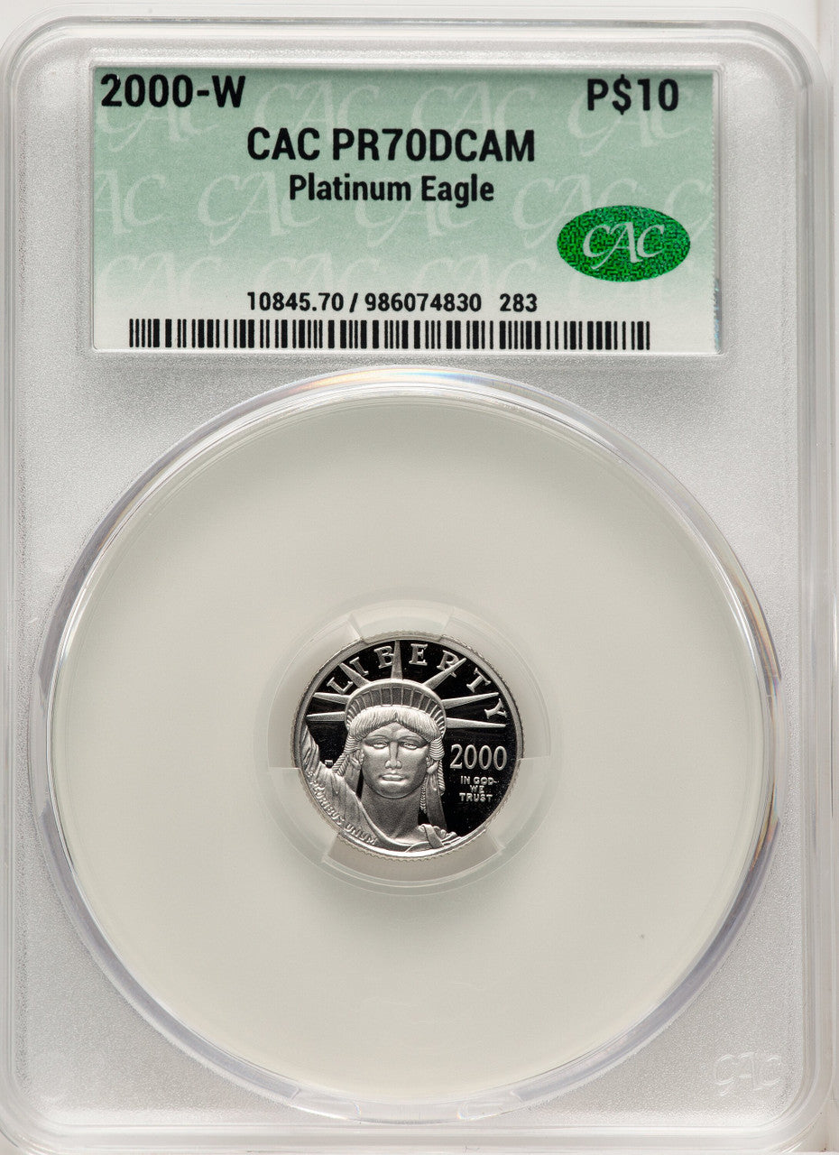 2000-w $10 Tenth-Ounce Platinum Brown Label CACG PR70