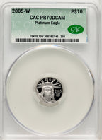 2005-W $10 Tenth-Ounce Platinum  CACG PR70