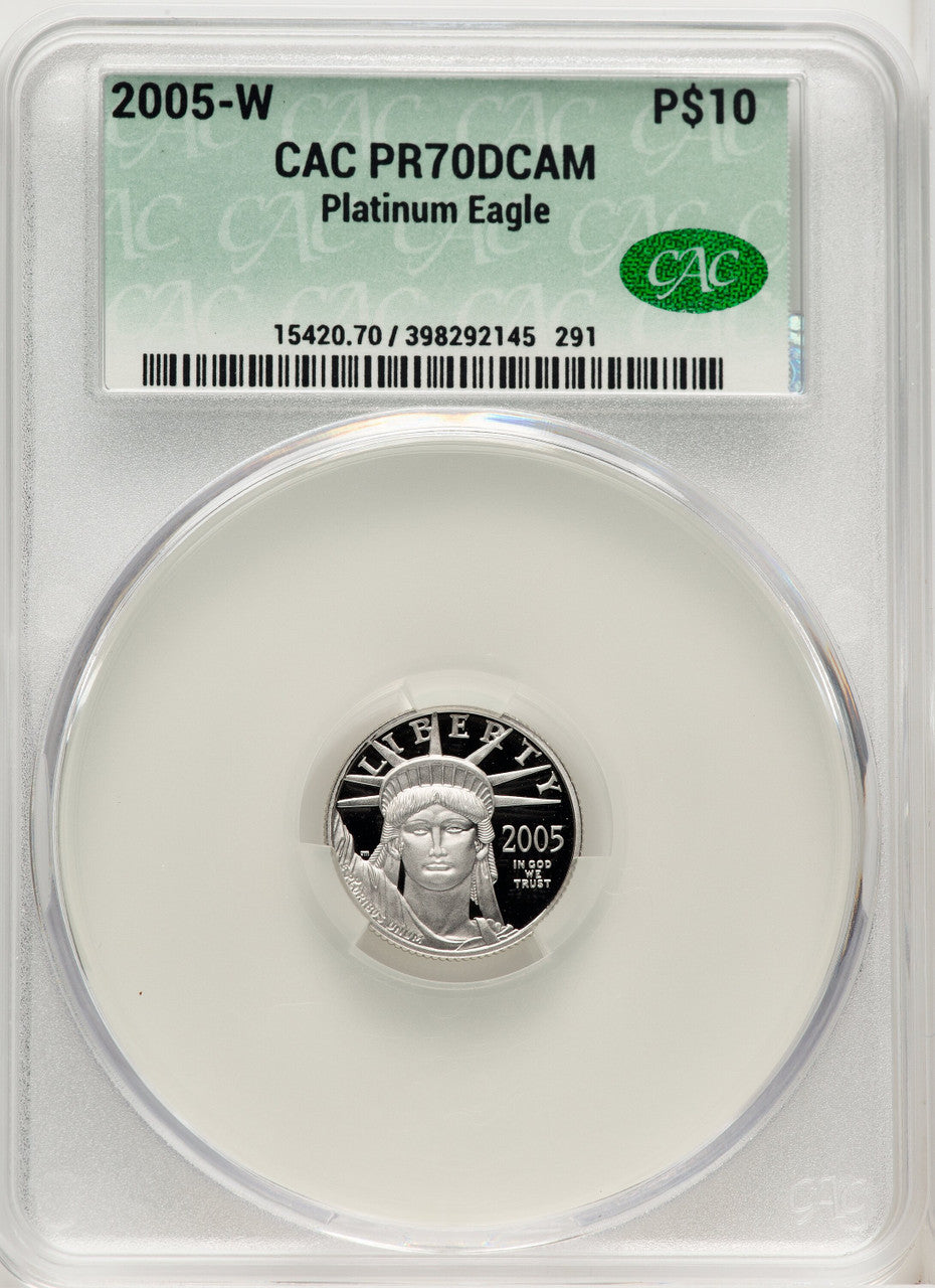 2005-W $10 Tenth-Ounce Platinum  CACG PR70