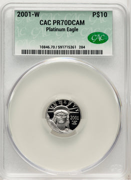 2001-W $10 Tenth-Ounce Platinum Blue Gradient CACG PR70