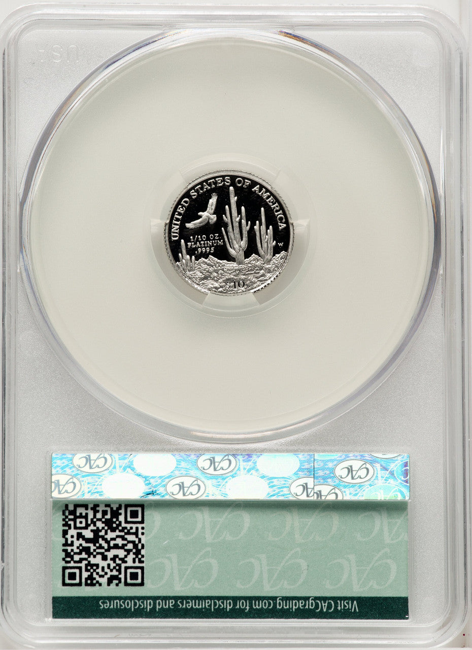 2001-W $10 Tenth-Ounce Platinum Blue Gradient CACG PR70