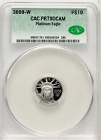 2008-W $10 Tenth-Ounce Platinum Eagle Brown Label CACG PR70
