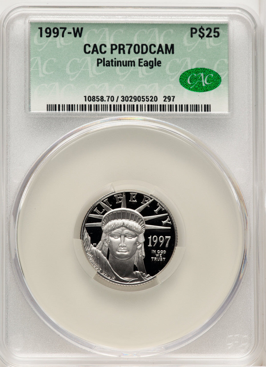 1997-W $25 Quarter-Ounce Platinum Eagle Statue of Liberty Michael Reagan Reagan Legacy Series CACG PR70