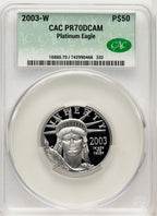 2003-W $50 Half-Ounce Platinum Eagle Brown Label CACG PR70