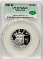 2004-W P$50 Half-Ounce Platinum Eagle Brown Label CACG PR70