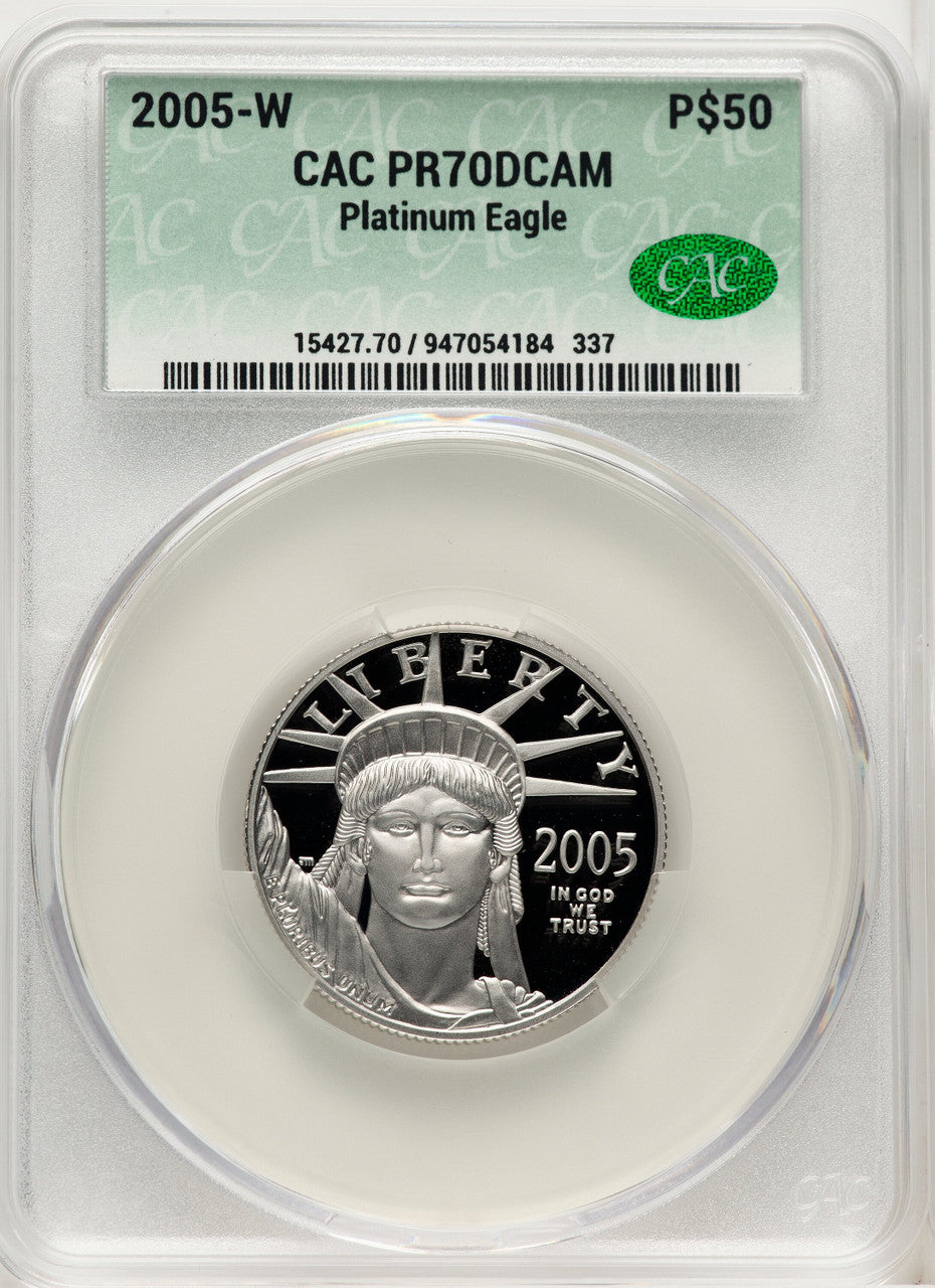 2005-W $50 Half-Ounce Platinum Eagle Statue of Liberty CACG PR70