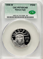 1998-W $50 Half-Ounce Platinum Eagle Blue Gradient CACG PR70
